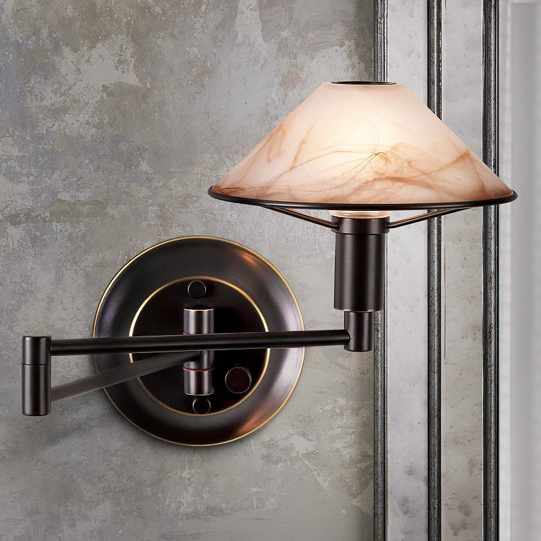 Image 1 Holtkoetter Old Bronze Halogen Swing Arm Wall Lamp