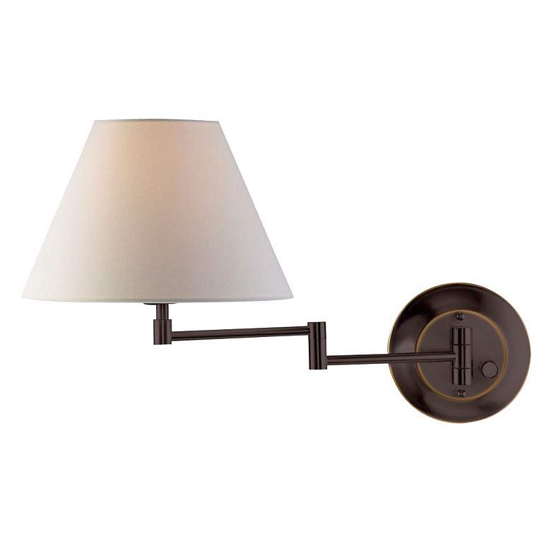 Image 1 Holtkoetter Old Bronze White Shade Swing Arm Wall Lamp