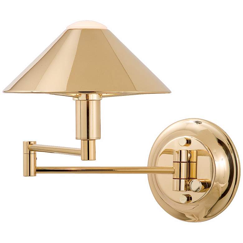Image 1 Holtkoetter Polished Brass Solid Brass Swing Arm Wall Lamp