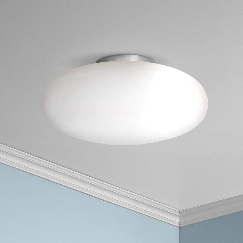 Image 1 Holtkoetter Satin Nickel 13 1/2" Wide Flush Ceiling Light