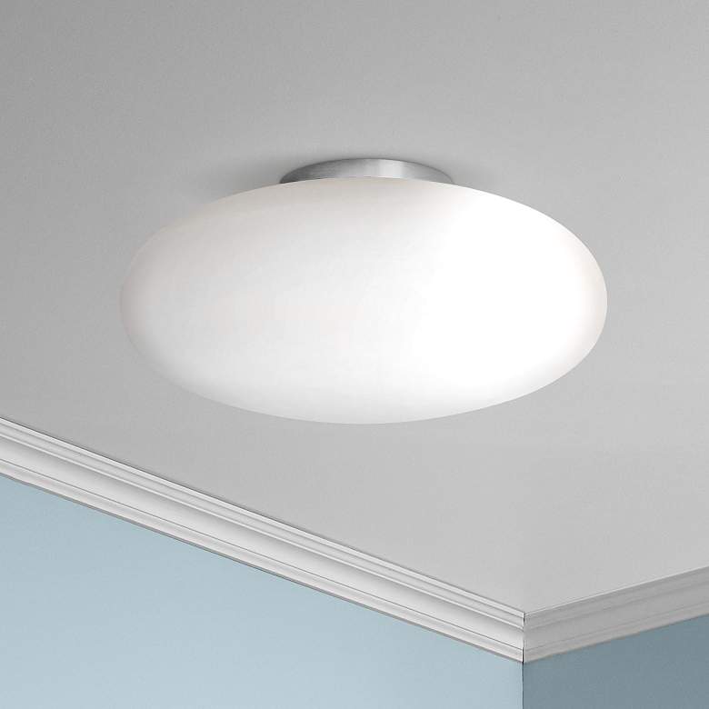 Image 1 Holtkoetter Satin Nickel 13 1/2 inch Wide Flush Ceiling Light