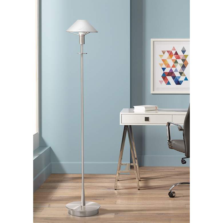 Image 1 Holtkoetter Satin Nickel and Alabaster White Floor Lamp