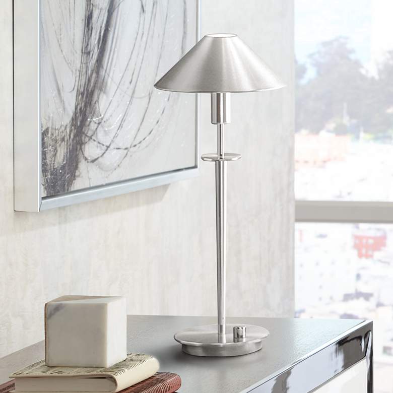 Image 1 Holtkoetter Satin Nickel Halogen Accent Desk Lamp