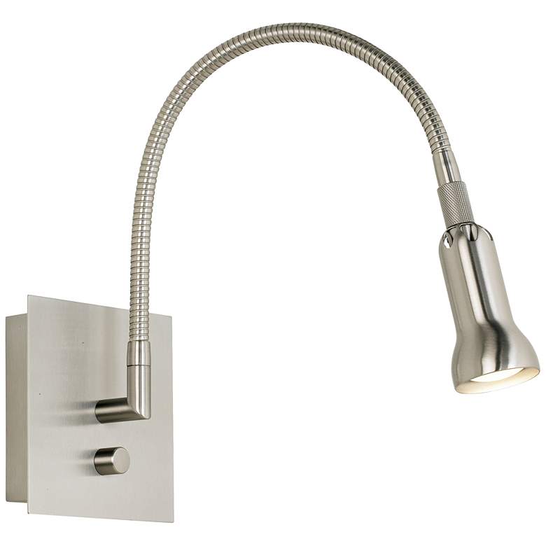 Image 1 Holtkoetter Satin Nickel Hardwired Modern Gooseneck Arm Wall Light