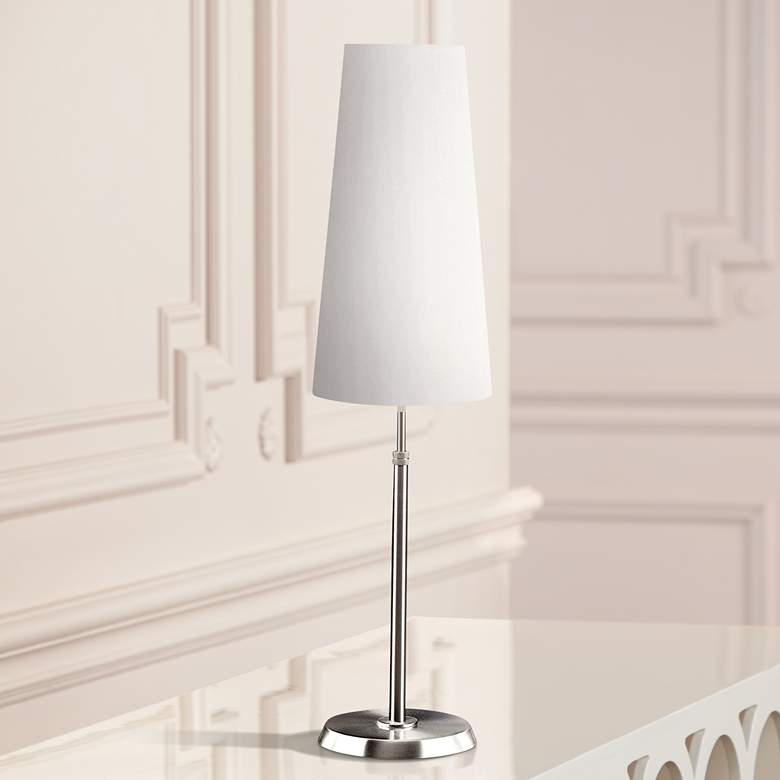Image 1 Holtkoetter Satin Nickel Lamp with Slim Satin White Shade