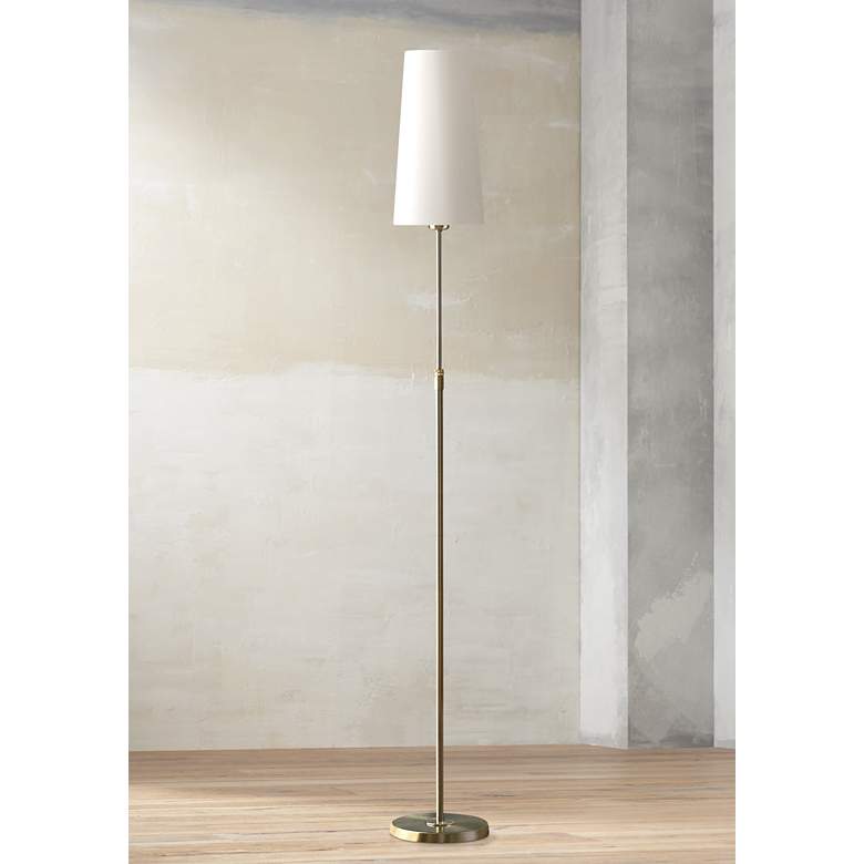 Image 1 Holtkoetter Satin Nickel Narrow White Shade Floor Lamp