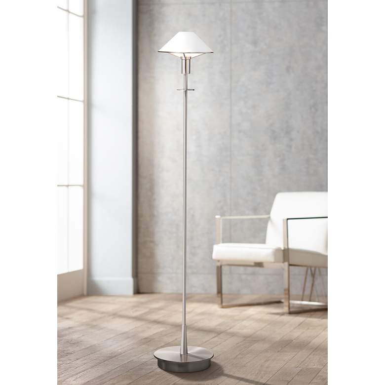 Image 1 Holtkoetter Satin Nickel True White Glass Modern Floor Lamp