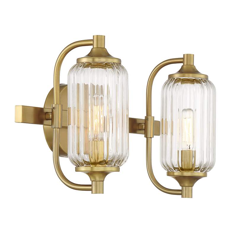 Image 4 Holton 2-Light Bathroom Vanity Light in Warm Brass more views