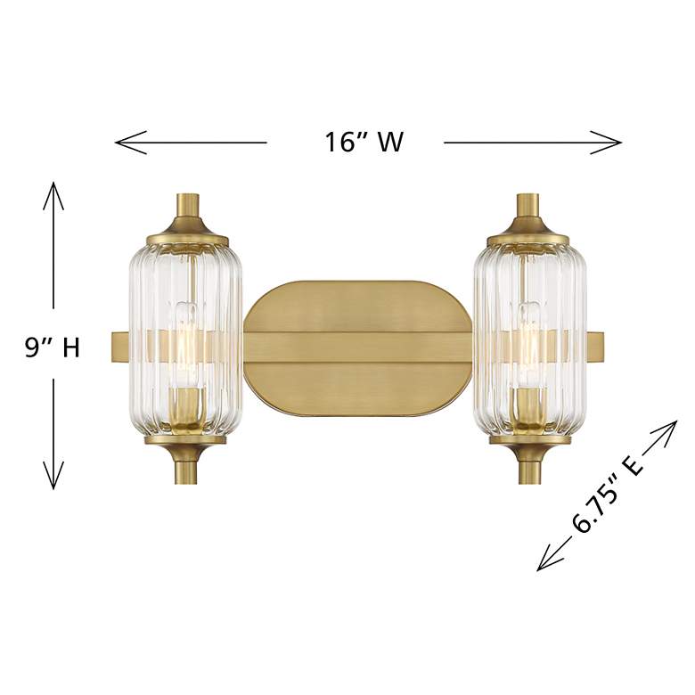 Image 6 Holton 2-Light Bathroom Vanity Light in Warm Brass more views