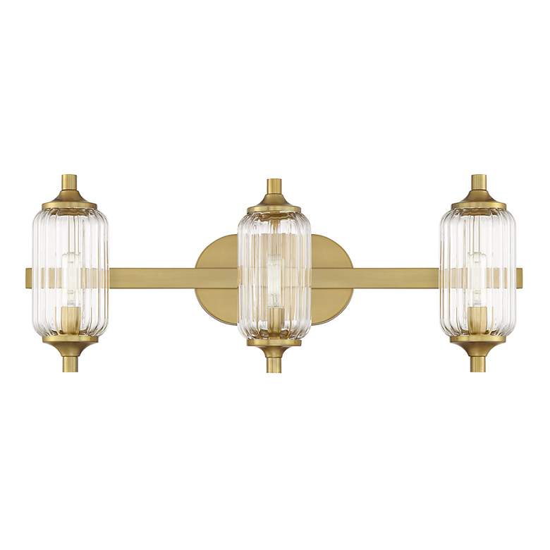 Image 2 Holton 3-Light Bathroom Vanity Light in Warm Brass more views