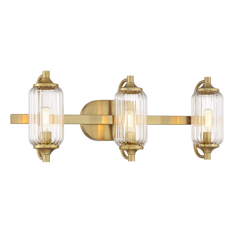 Image 3 Holton 3-Light Bathroom Vanity Light in Warm Brass more views