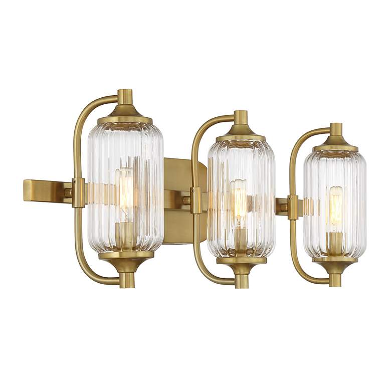 Image 4 Holton 3-Light Bathroom Vanity Light in Warm Brass more views