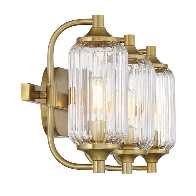 Image 5 Holton 3-Light Bathroom Vanity Light in Warm Brass more views