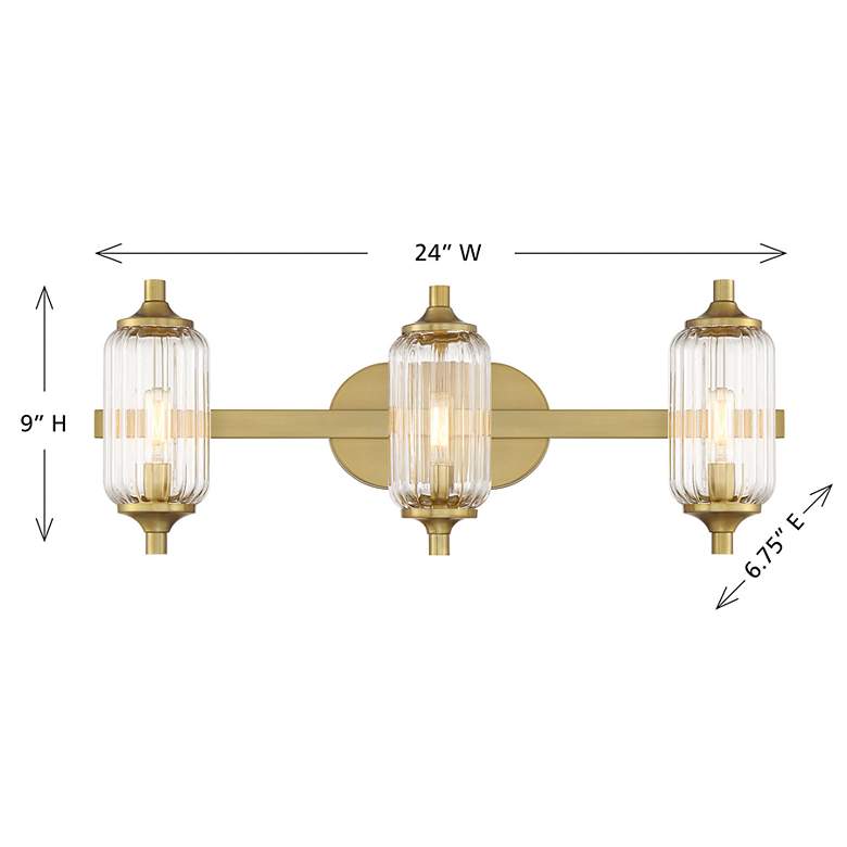 Image 7 Holton 3-Light Bathroom Vanity Light in Warm Brass more views