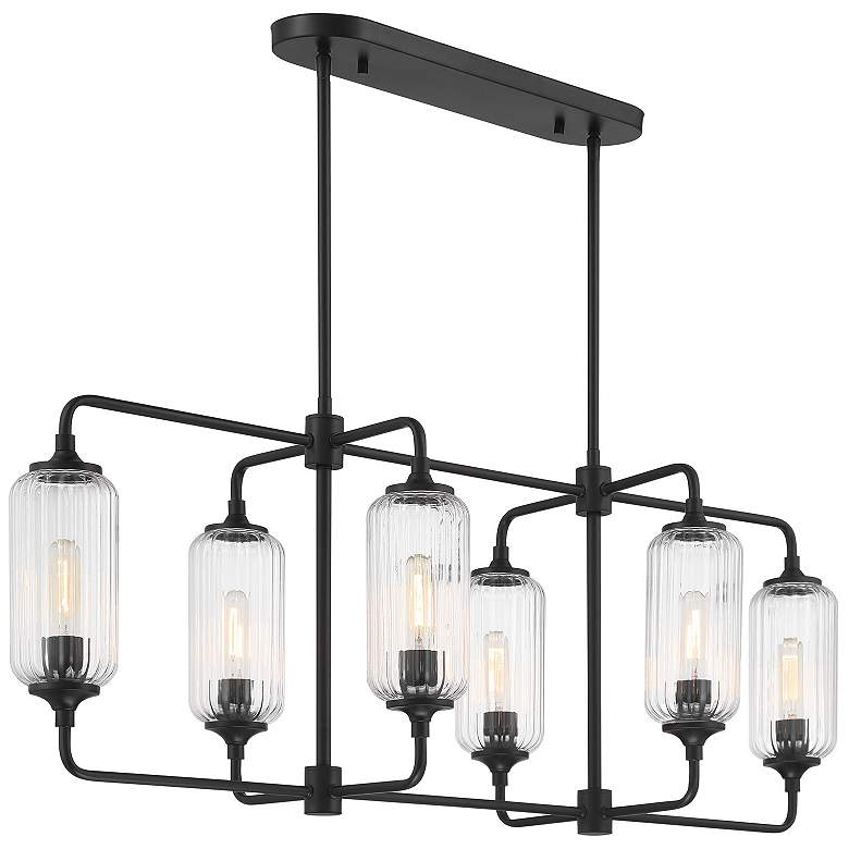 Image 4 Holton 6-Light Linear Chandelier in Matte Black more views