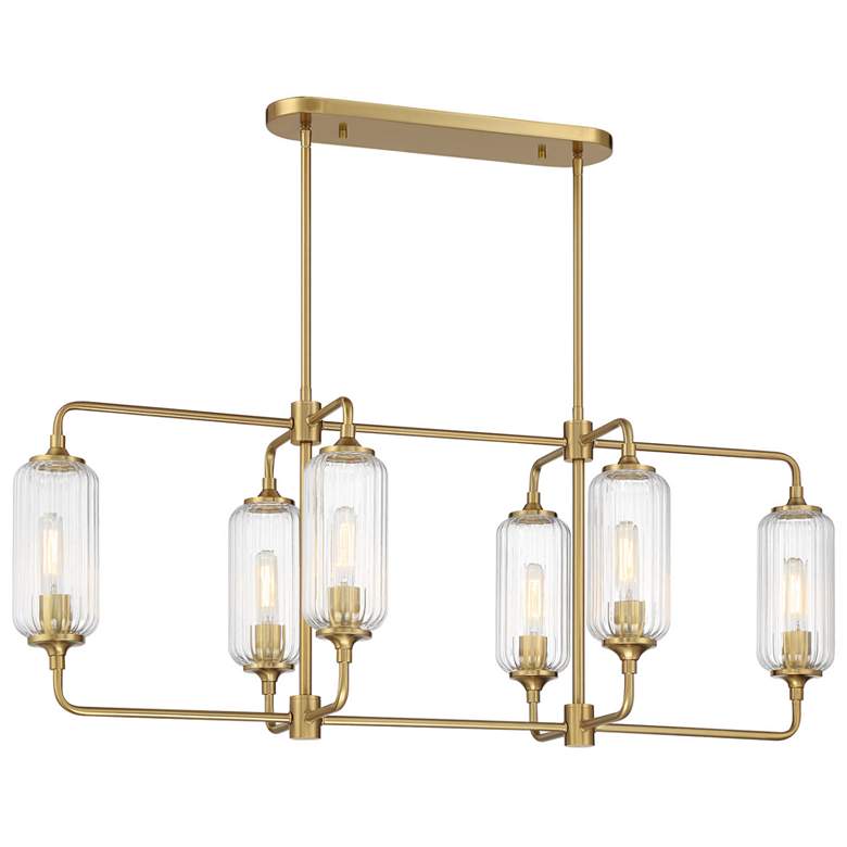 Image 1 Holton 6-Light Linear Chandelier in Warm Brass