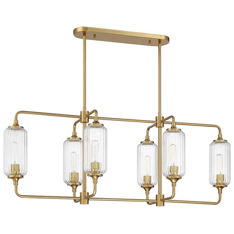 Image 2 Holton 6-Light Linear Chandelier in Warm Brass more views