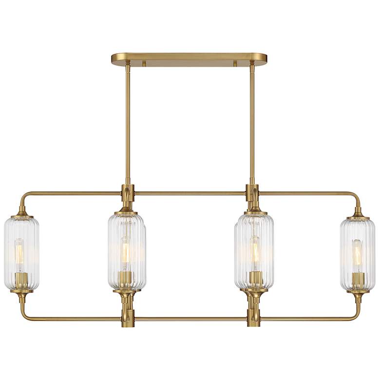 Image 3 Holton 6-Light Linear Chandelier in Warm Brass more views
