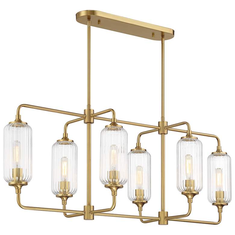 Image 4 Holton 6-Light Linear Chandelier in Warm Brass more views