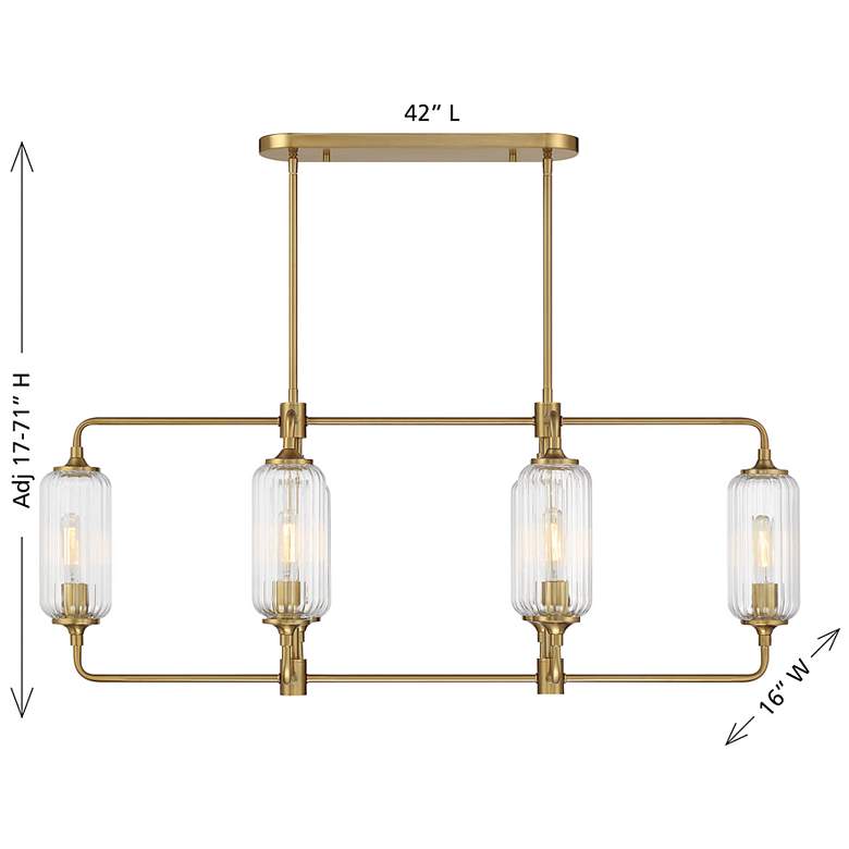 Image 7 Holton 6-Light Linear Chandelier in Warm Brass more views