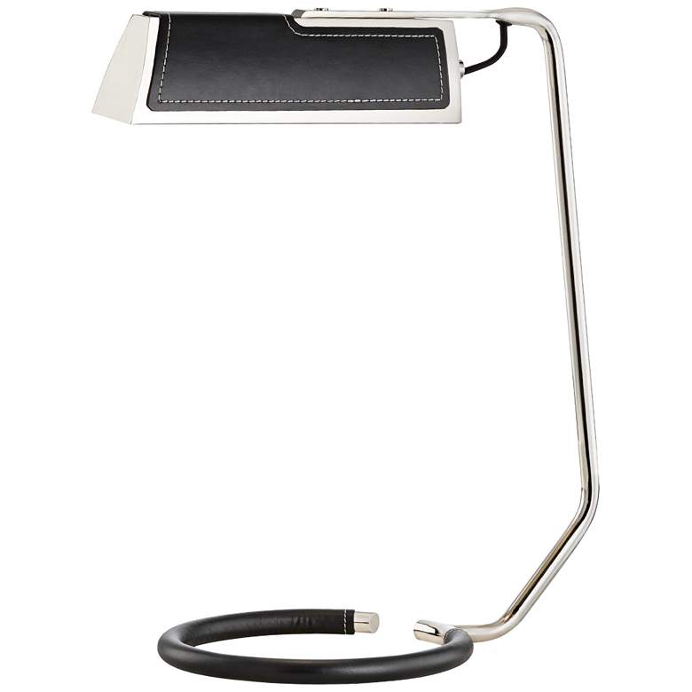 Image 1 Holtsville Nickel and Black Saddle Leather LED Desk Lamp