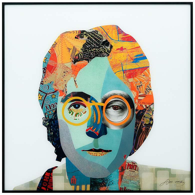 Image 2 Homage to John 24" Square Framed Printed Art Glass Wall Art