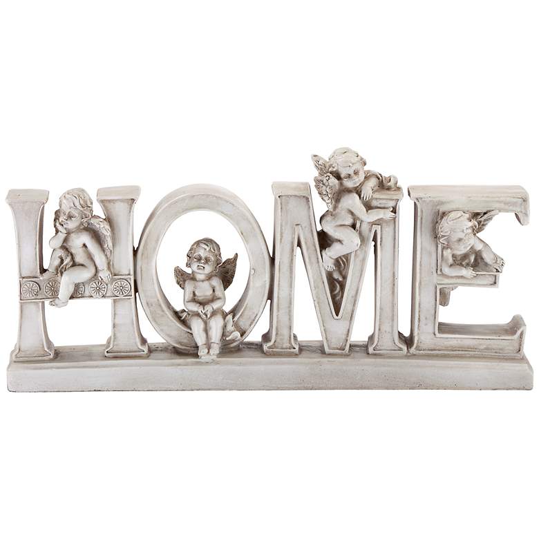Image 1 Home 12" Wide Decorative Shelf Sculpture with Angels