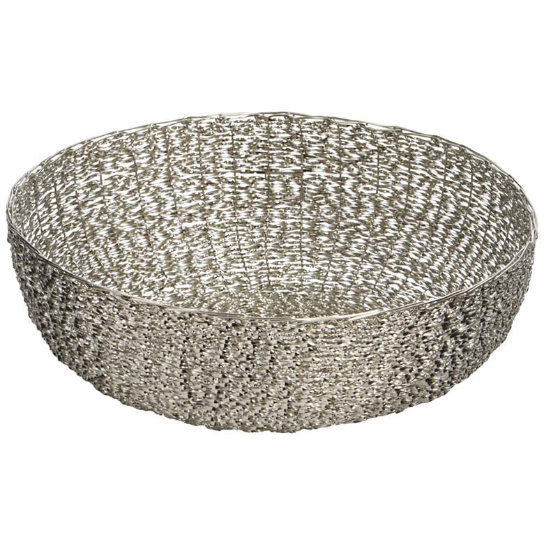 Image 1 Home 15 inch Wide Silver Twisted Wire Decorative Bowl