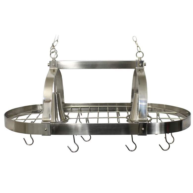 Image 1 Home 35 1/2" Wide Brushed Nickel 2-Light Pot Rack Chandelier