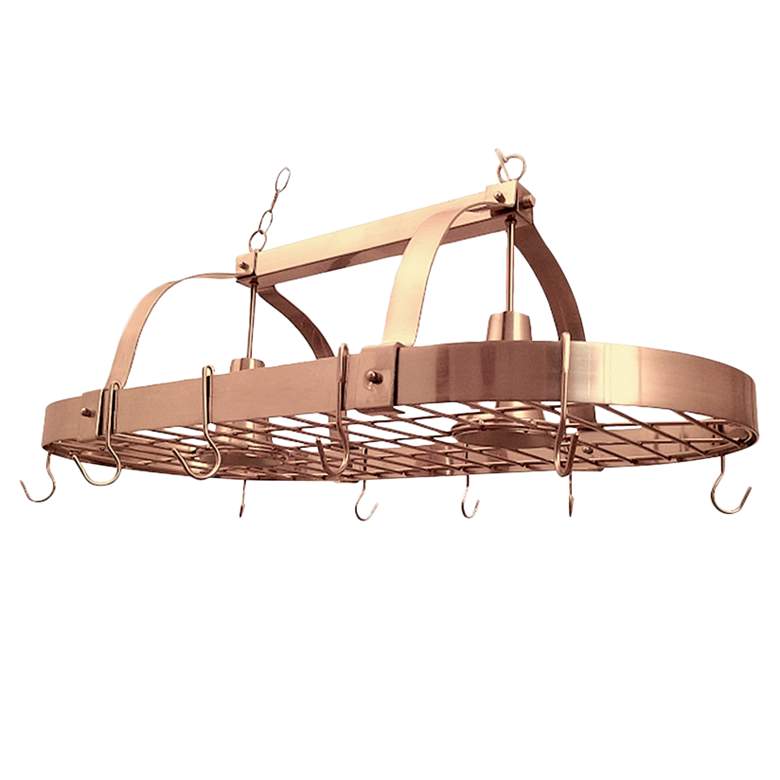 Image 1 Home 35 1/2 inch Wide Copper 2-Light Pot Rack Chandelier