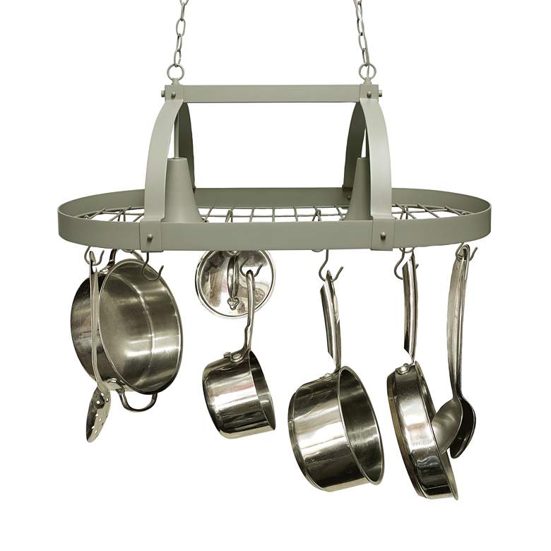 Image 2 Home 35 1/2 inch Wide Slate Gray 2-Light Pot Rack Chandelier