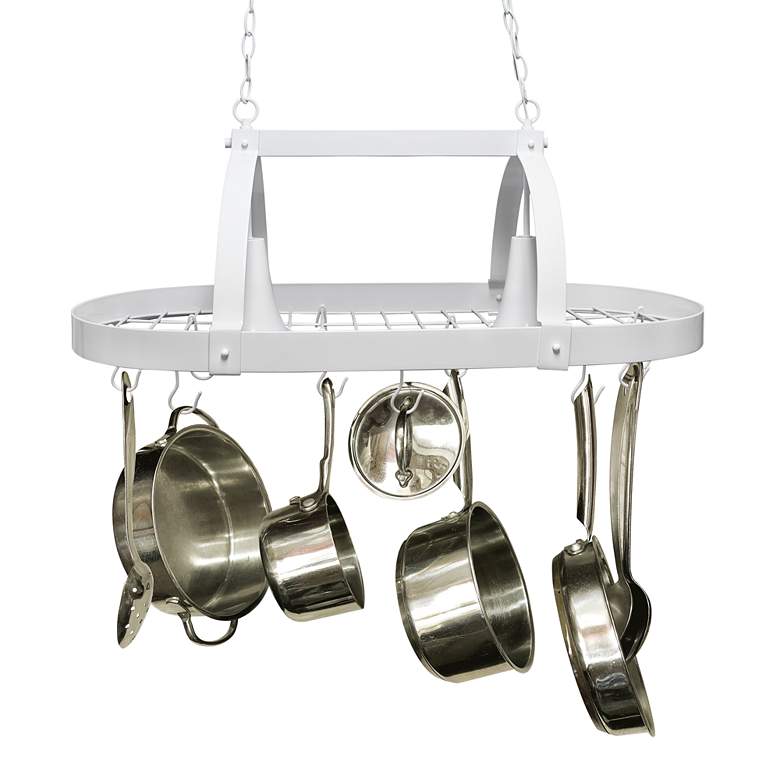 Image 1 Home 35 1/2" Wide White 2-Light Pot Rack Chandelier