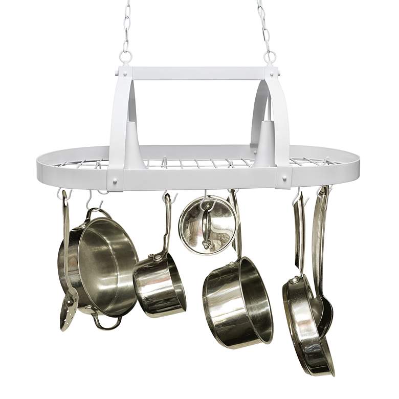 Image 1 Home 35 1/2 inch Wide White 2-Light Pot Rack Chandelier