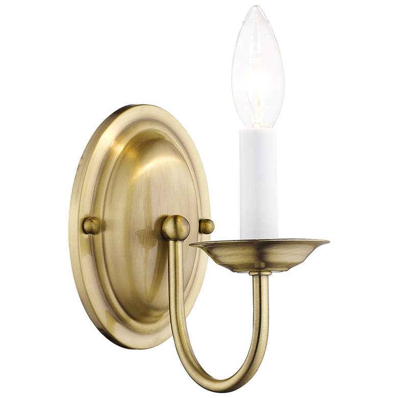 Image 1 Home Basics 1 Light Antique Brass Arm Wall Sconce