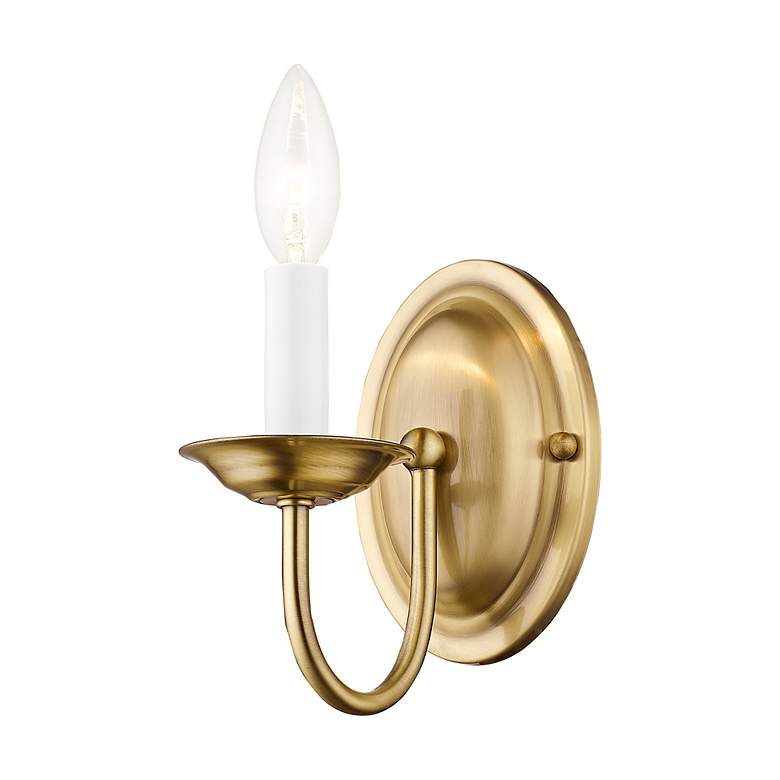 Image 4 Home Basics 1 Light Antique Brass Arm Wall Sconce more views