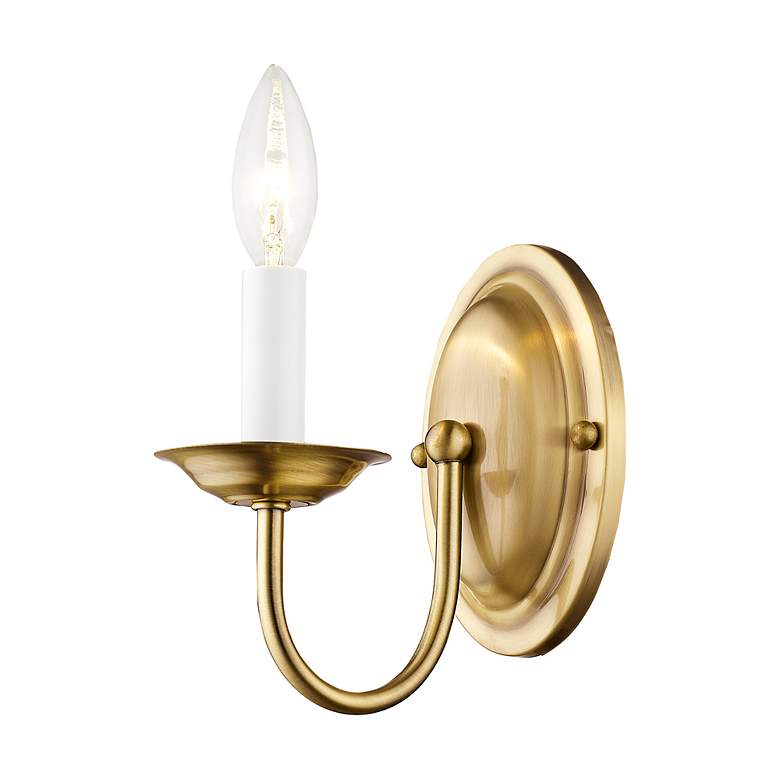 Image 5 Home Basics 1 Light Antique Brass Arm Wall Sconce more views