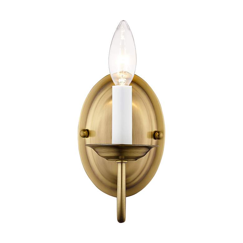 Image 7 Home Basics 1 Light Antique Brass Arm Wall Sconce more views
