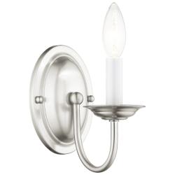 Home Basics 1 Light Brushed Nickel Arm Wall Sconce