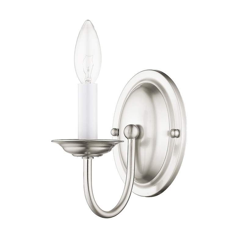 Image 3 Home Basics 1 Light Brushed Nickel Arm Wall Sconce more views