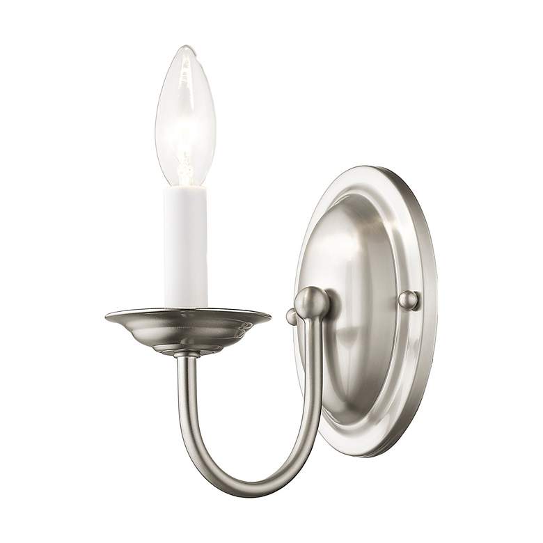 Image 5 Home Basics 1 Light Brushed Nickel Arm Wall Sconce more views