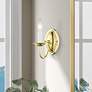 1_Home Basics 1 Light Polished Brass Arm Wall Sconce