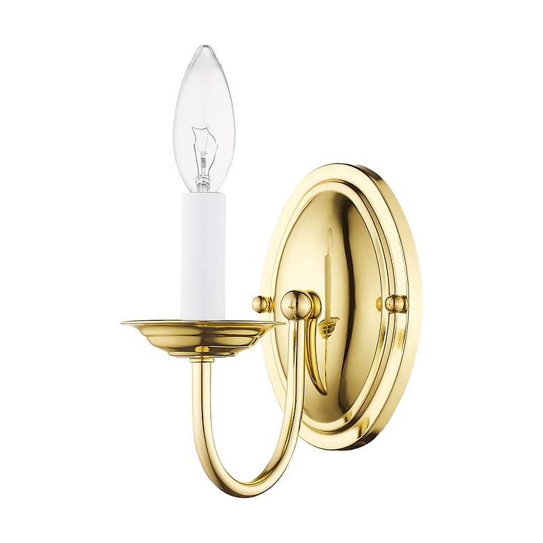 Image 3 Home Basics 1 Light Polished Brass Arm Wall Sconce more views