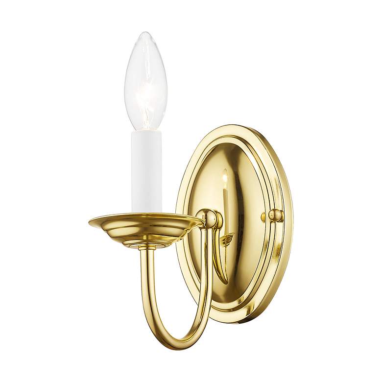 Image 4 Home Basics 1 Light Polished Brass Arm Wall Sconce more views