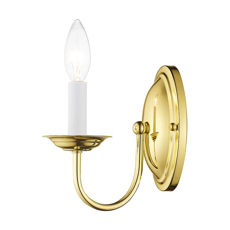 Image 5 Home Basics 1 Light Polished Brass Arm Wall Sconce more views