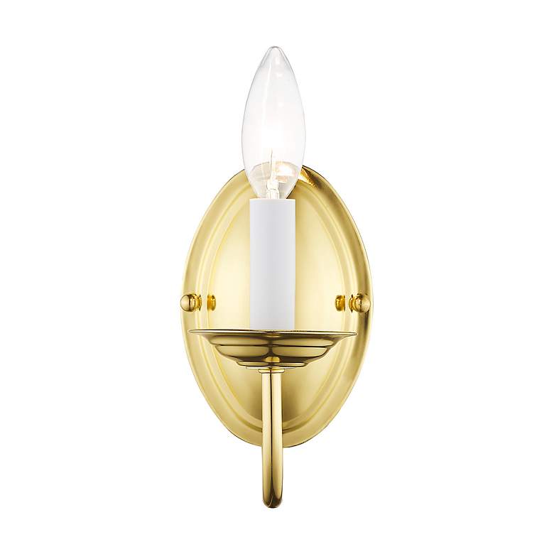 Image 6 Home Basics 1 Light Polished Brass Arm Wall Sconce more views