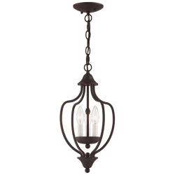Home Basics 10" Wide Bronze 3-Light Mini Chandelier