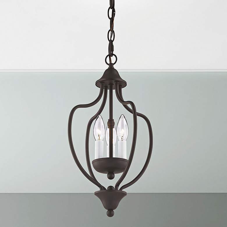 Image 2 Home Basics 10" Wide Bronze 3-Light Mini Chandelier