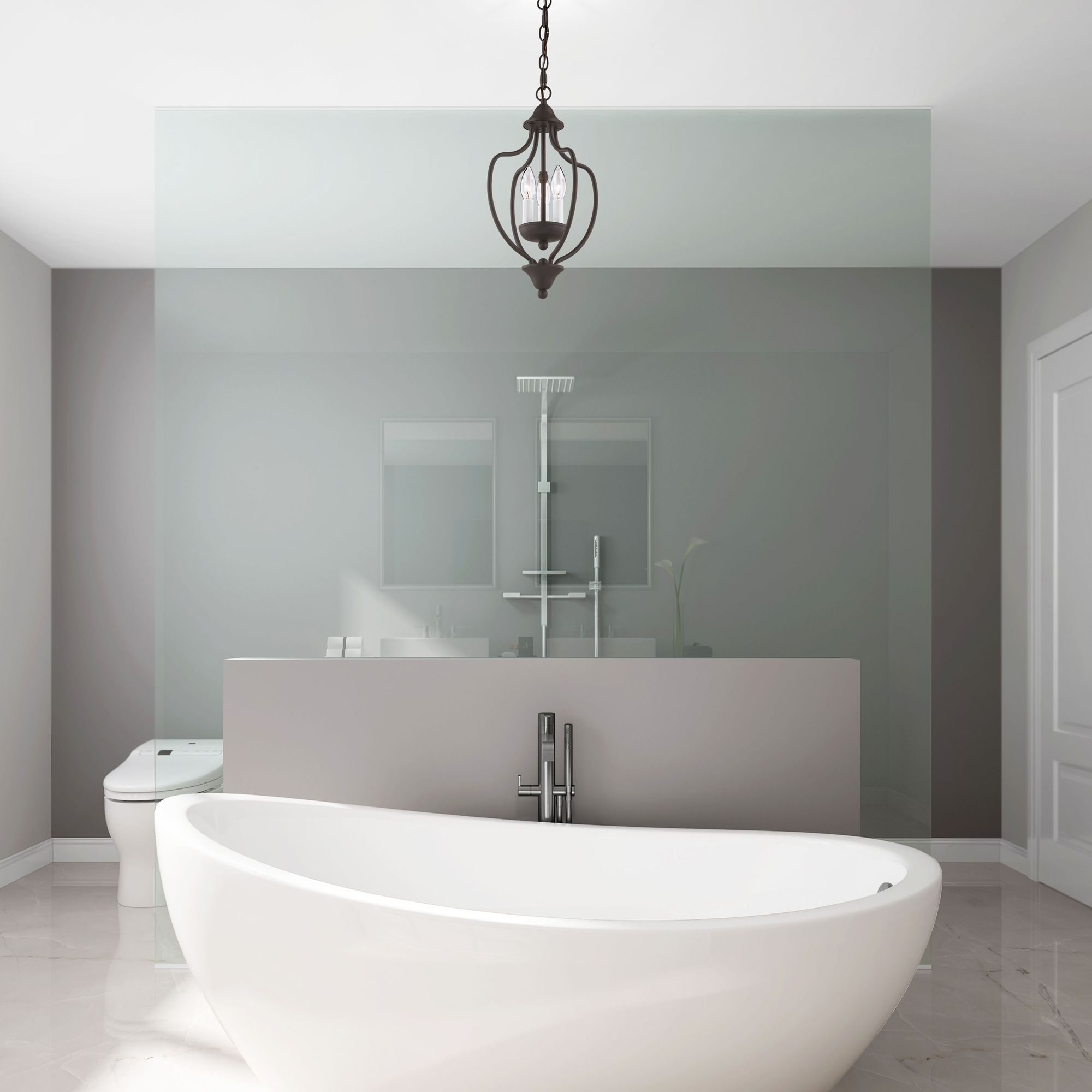 Home Basics 10" Wide Bronze 3-Light Mini Chandelier in scene