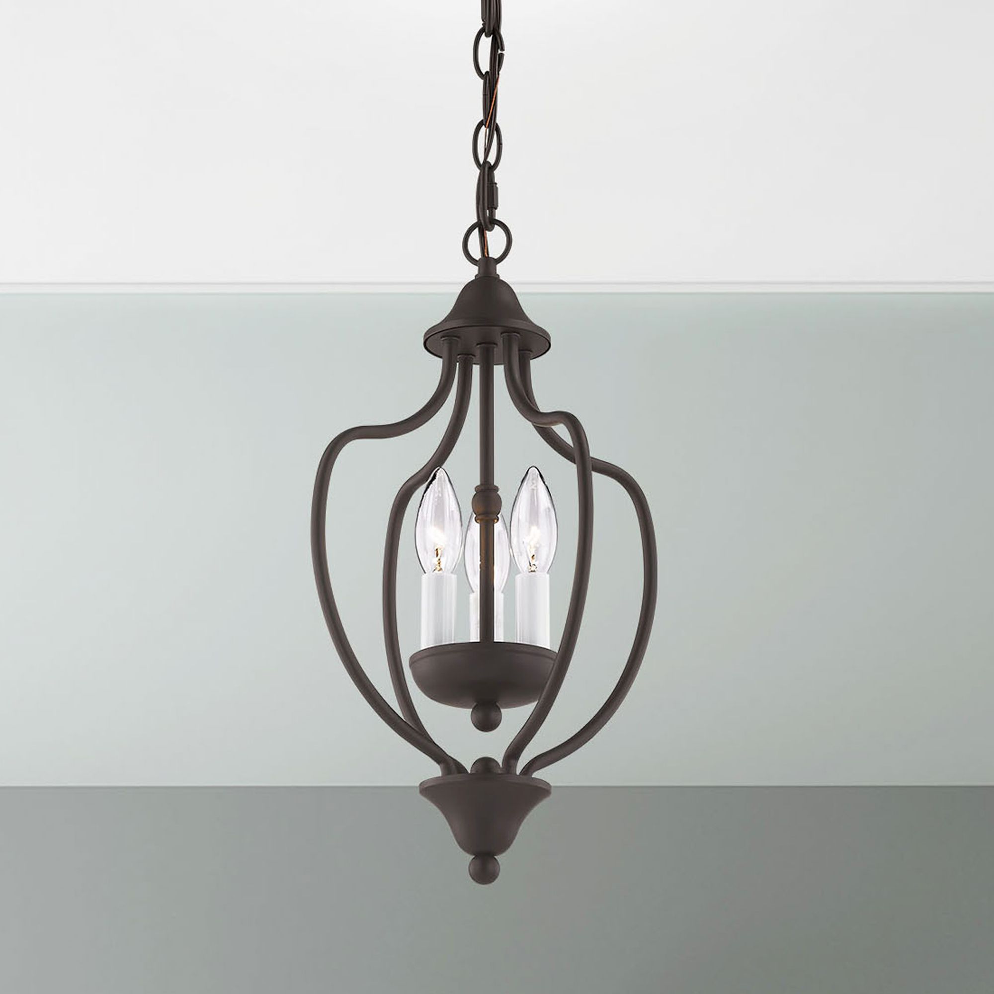 Home Basics 10" Wide Bronze 3-Light Mini Chandelier in scene