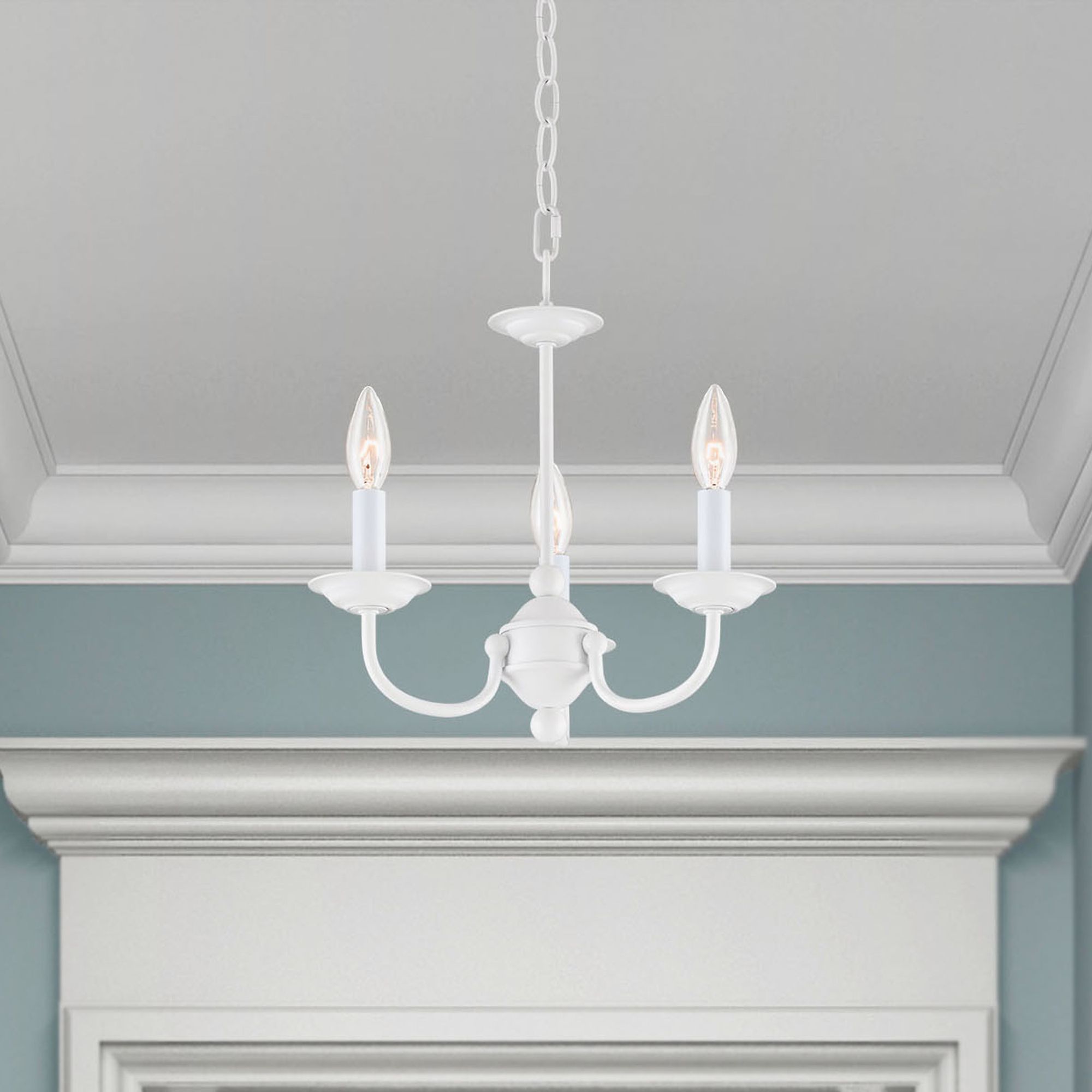 Home Basics 14-in 3-Light White Candle Chandelier